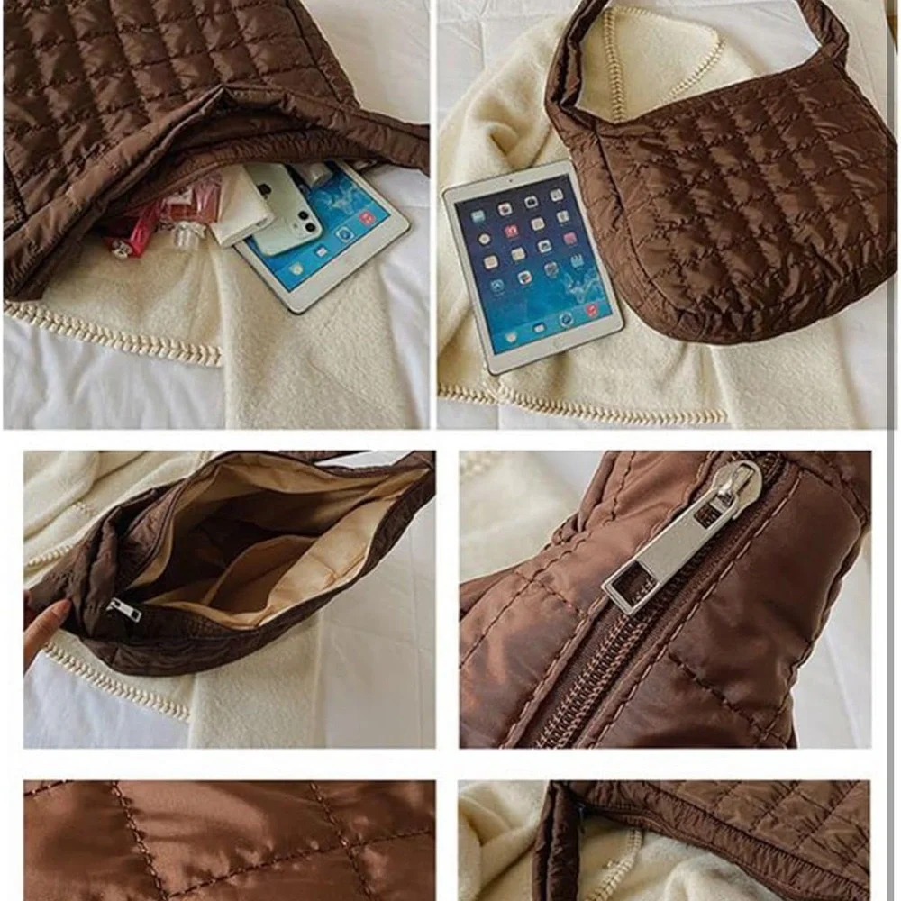Quilted Shoulder Bag Padded Tote Bag Large Capacity Hobo Purse Lightweight NWOT